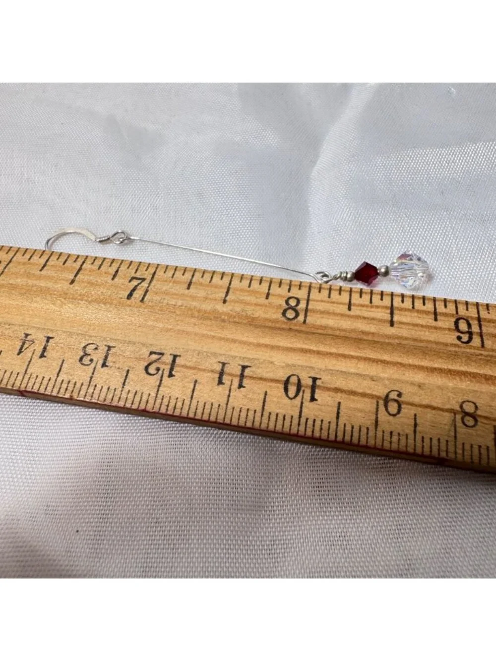 White & Red Crystal Sterling Silver 925 Long Dangle Earrings 2.75